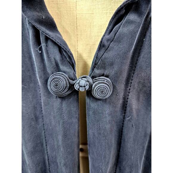 Citron Santa Monica 100% Silk Kimono Brushed Black yellow floral Border Print OS - Picture 5 of 8